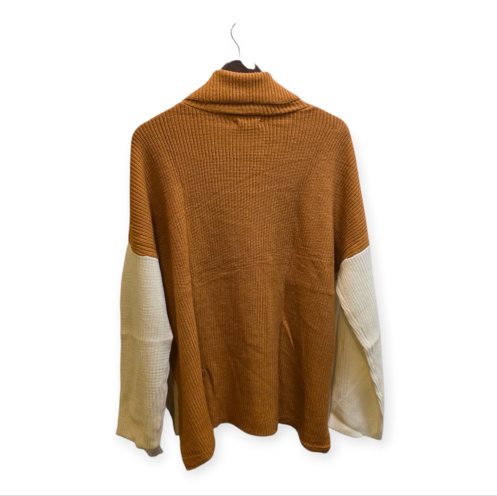 Zeagoo Colorblock Turtleneck Sweater XL Oversized Neutral Knit - Picture 5 of 6